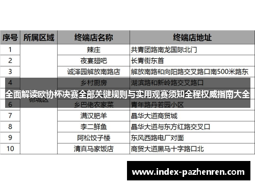 全面解读欧协杯决赛全部关键规则与实用观赛须知全程权威指南大全